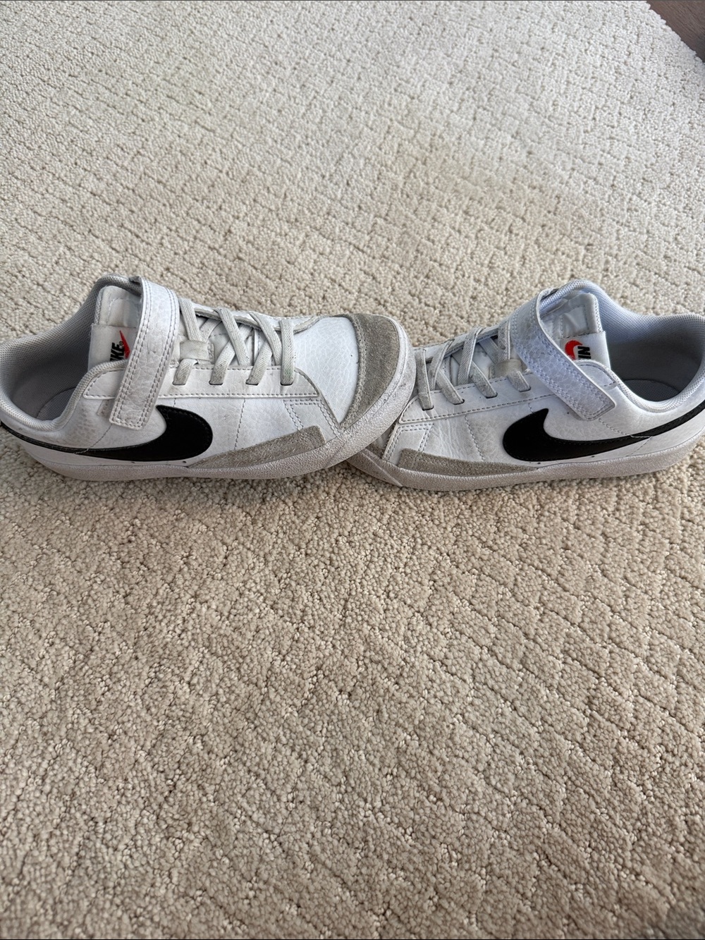 Nike White Low-Top Sneakers with Black Swoosh